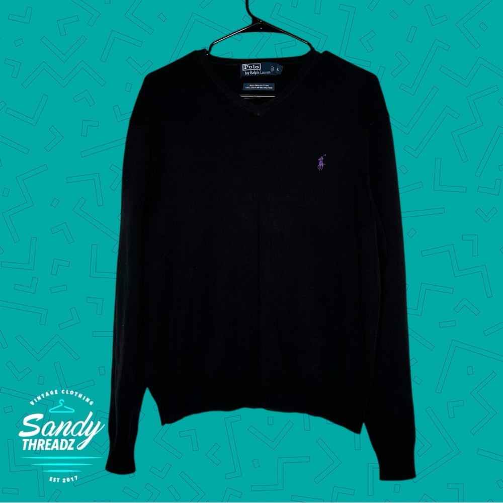 Polo Ralph Lauren Black V-Neck Sweater - Picture 3 of 5